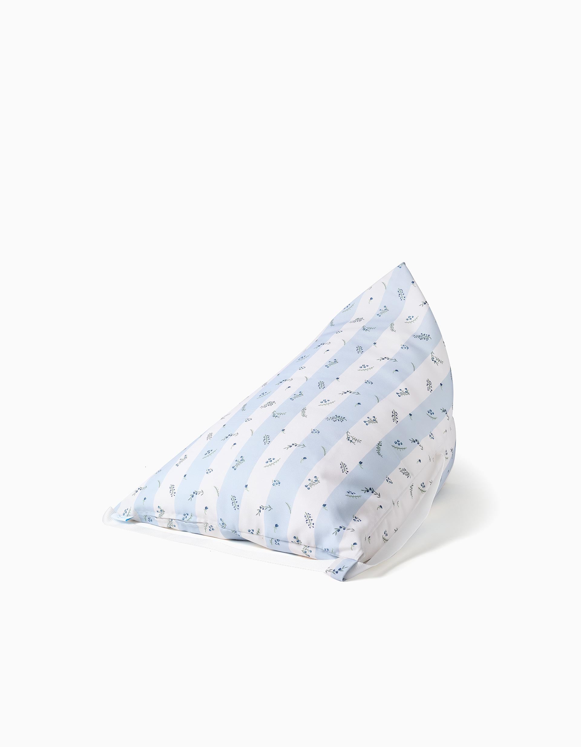 Almofada de praia Triipi Big às riscas com flores, branco/azul