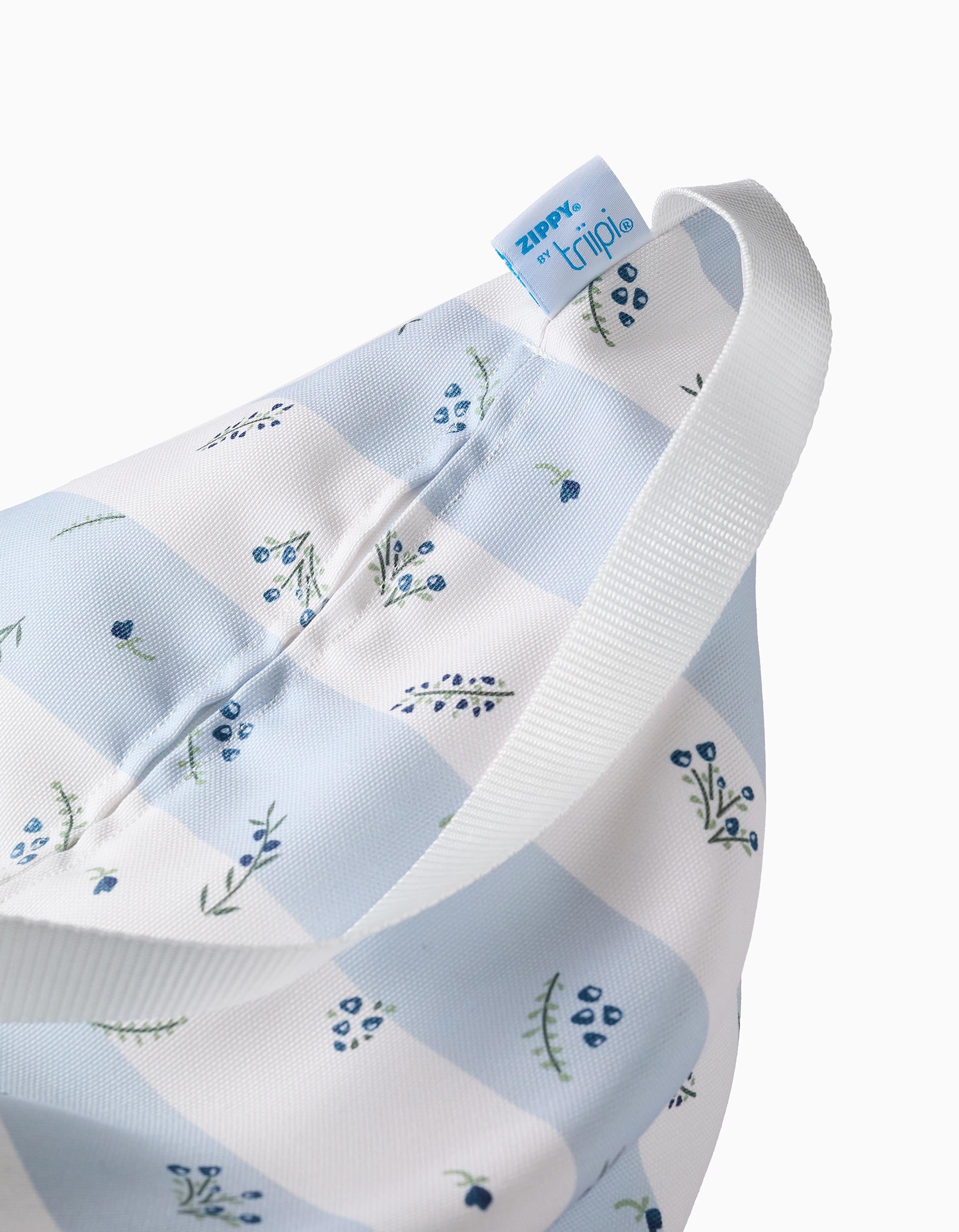 Almofada de praia Triipi Big às riscas com flores, branco/azul