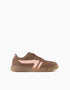 Zapatillas bajas con cordones antideslizantes para niña, marrón/rosa