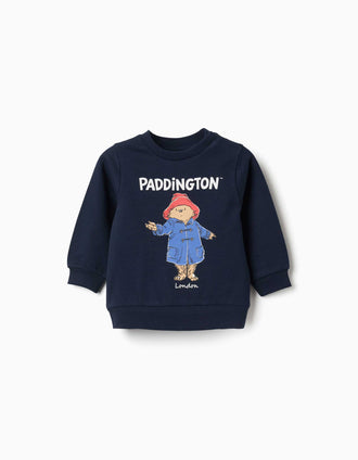 Sweat de algodão com estampado Paddington para bebé menino, azul-marinho