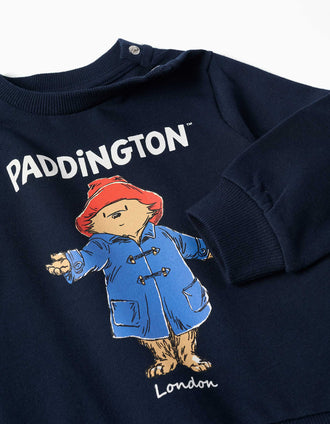 Sweat de algodão com estampado Paddington para bebé menino, azul-marinho