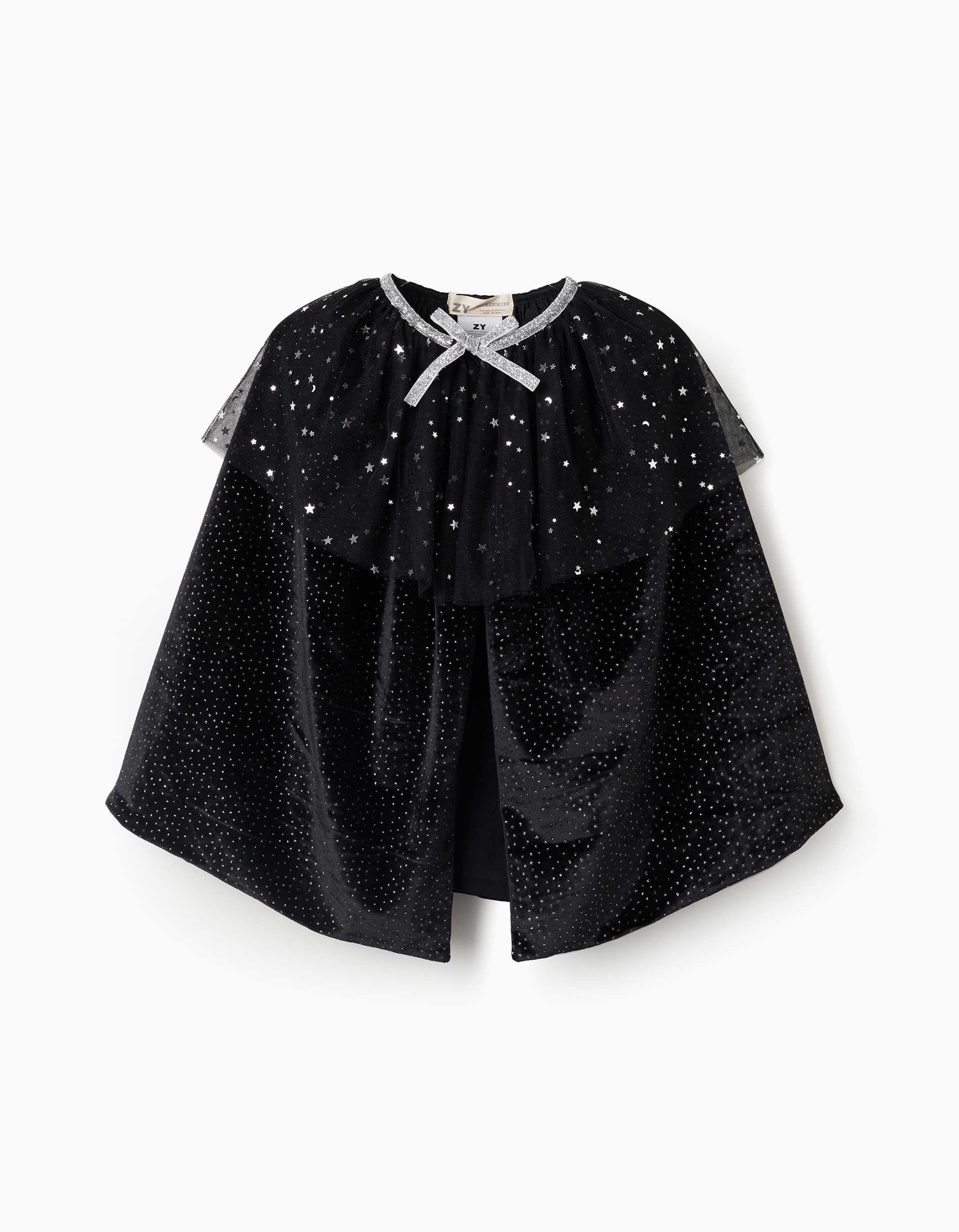 Cape en velours à pois en lurex pour fille, noir