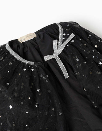 Cape en velours à pois en lurex pour fille, noir
