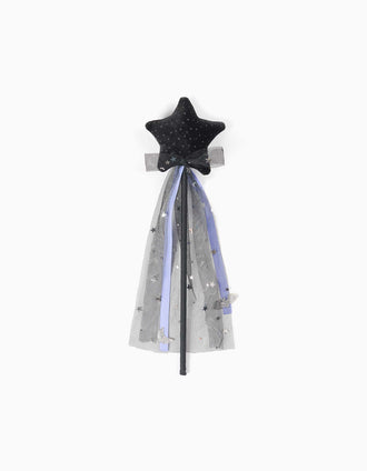Baguette magique d'Halloween avec étoile en velours pour fille, noir