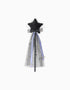 Varita mágica de Halloween con estrella de terciopelo para niña, negro