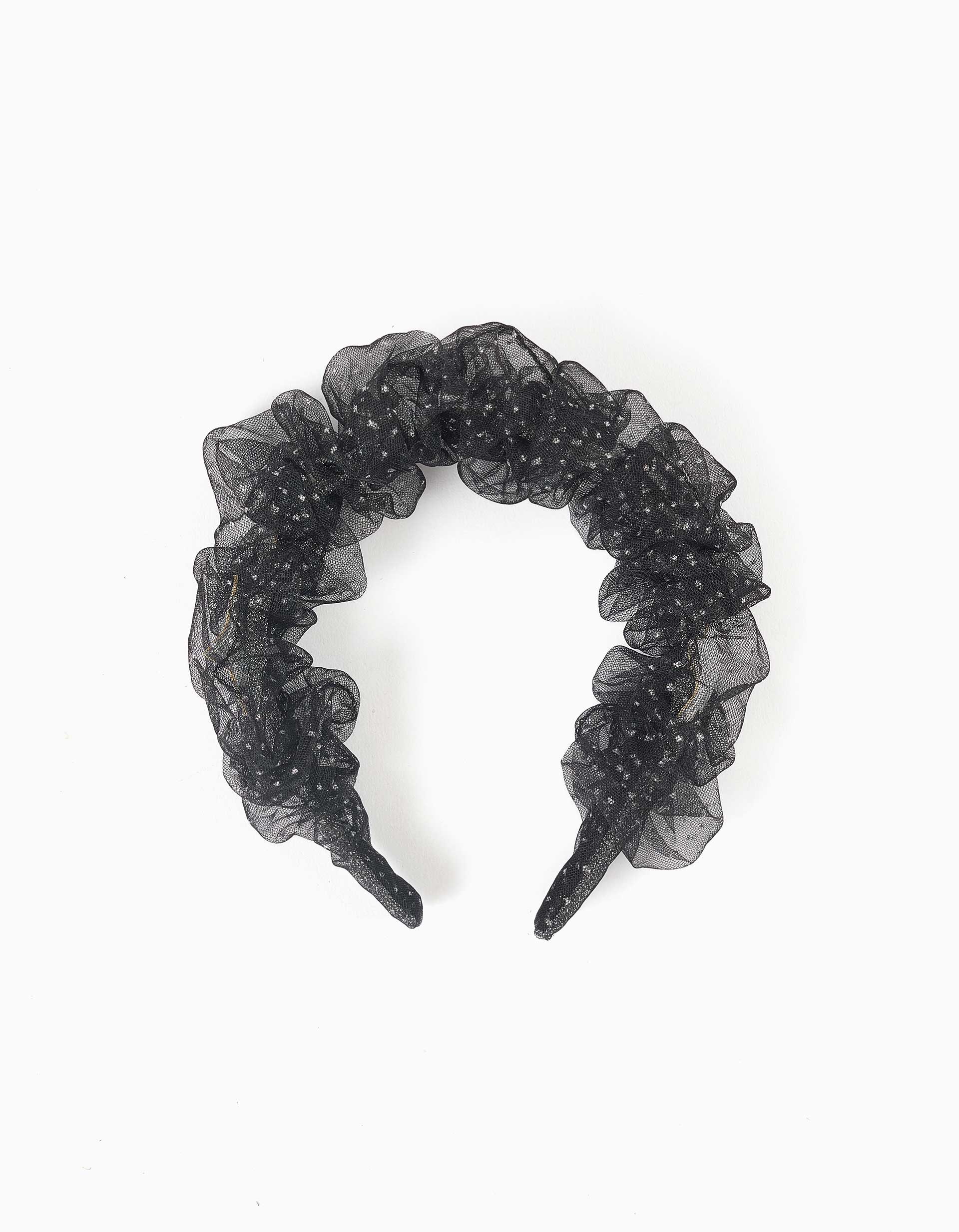 Serre-tête en tulle avec étoiles et lunes pour fille, noir