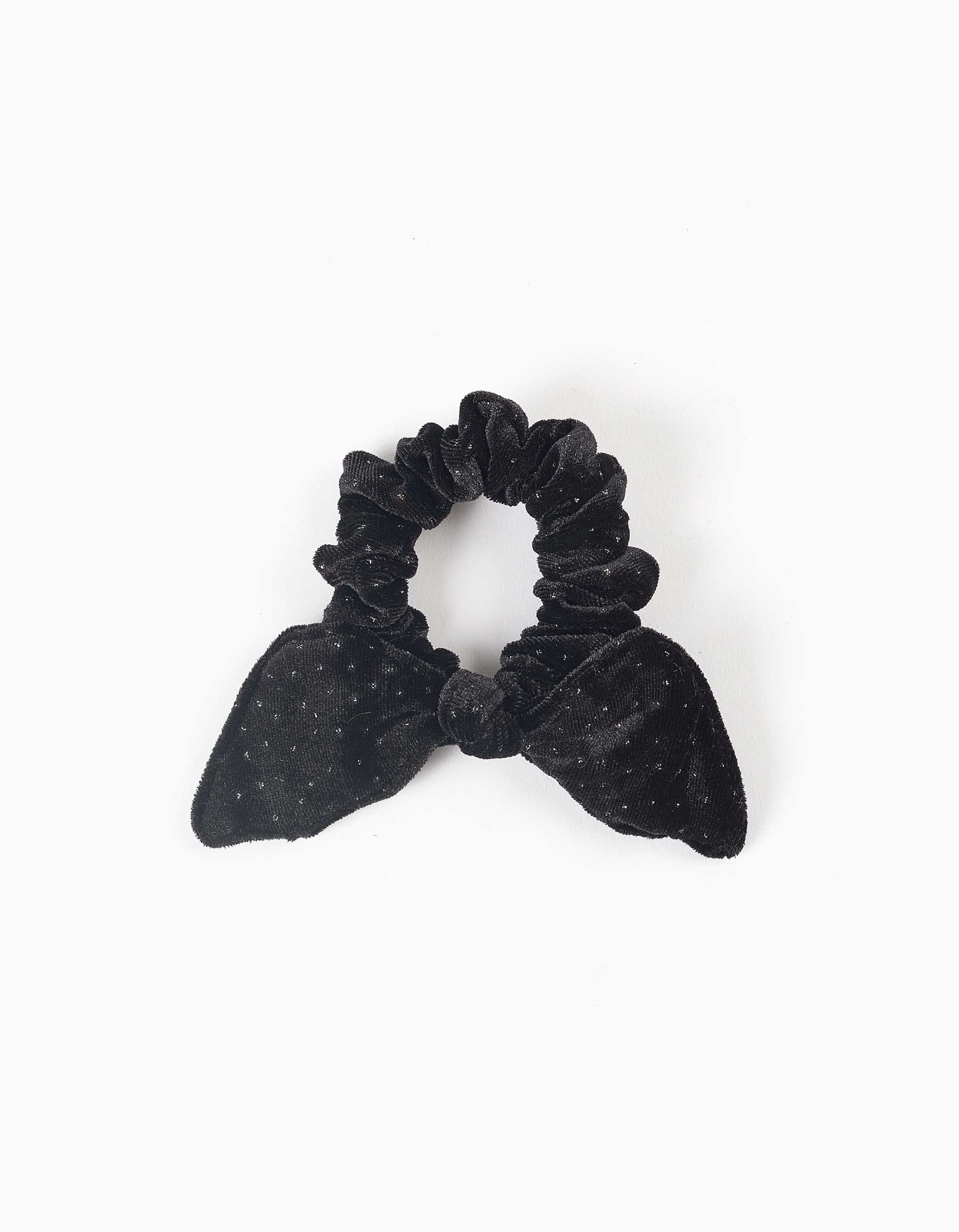 Chouchou en velours avec pois en lurex pour fille, noir