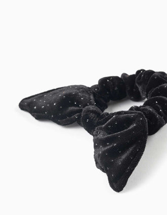 Chouchou en velours avec pois en lurex pour fille, noir
