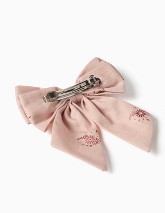 Pasador para el pelo con lazo y estampado floral para niña, rosa claro