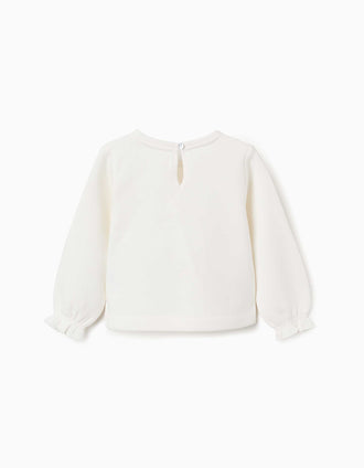 Sudadera perchada con reno estampado para bebé niña, blanco