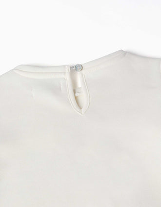 Sudadera perchada con reno estampado para bebé niña, blanco