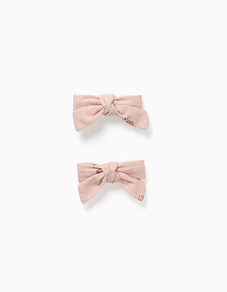 Pack de 2 ganchos de cabelo com laços florais para menina, rosa-claro