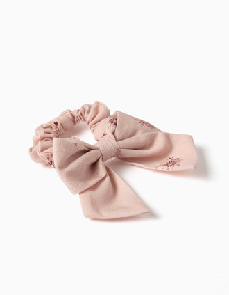 Coletero con estampado floral y lazo para bebé y niña, rosa claro