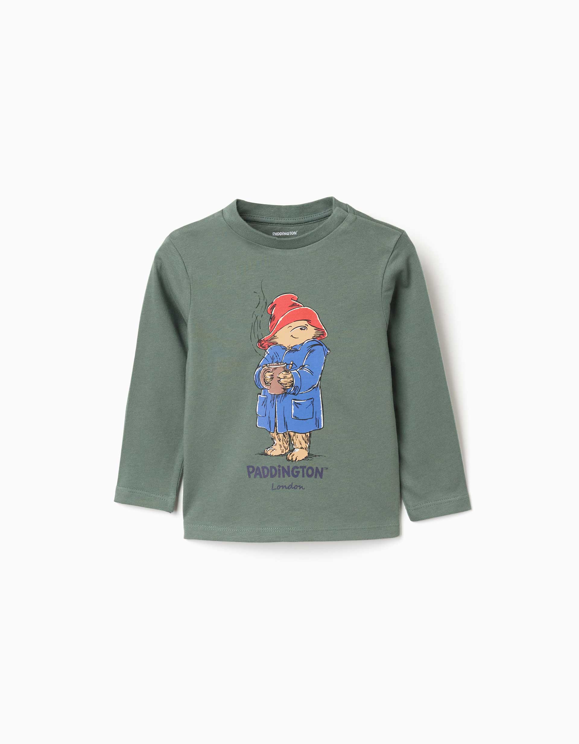 T-shirt de manga comprida Paddington para bebé menino, verde-escuro