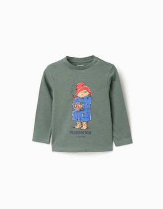 T-shirt de manga comprida Paddington para bebé menino, verde-escuro