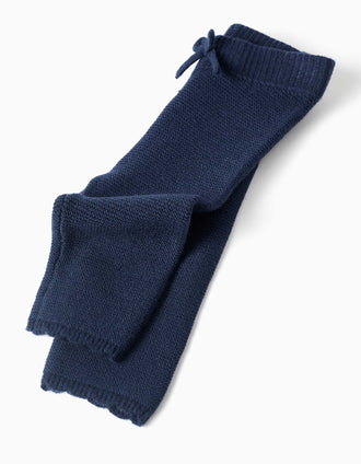 Knitted jumper and trousers set for newborn girls, navy blue