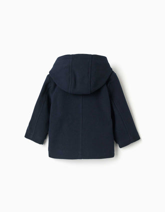 Duffle-coat à effet laine avec poches B&S pour garçon, bleu marine