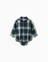 Checked cotton body-shirt B&S for newborn boys, blue/green/beige