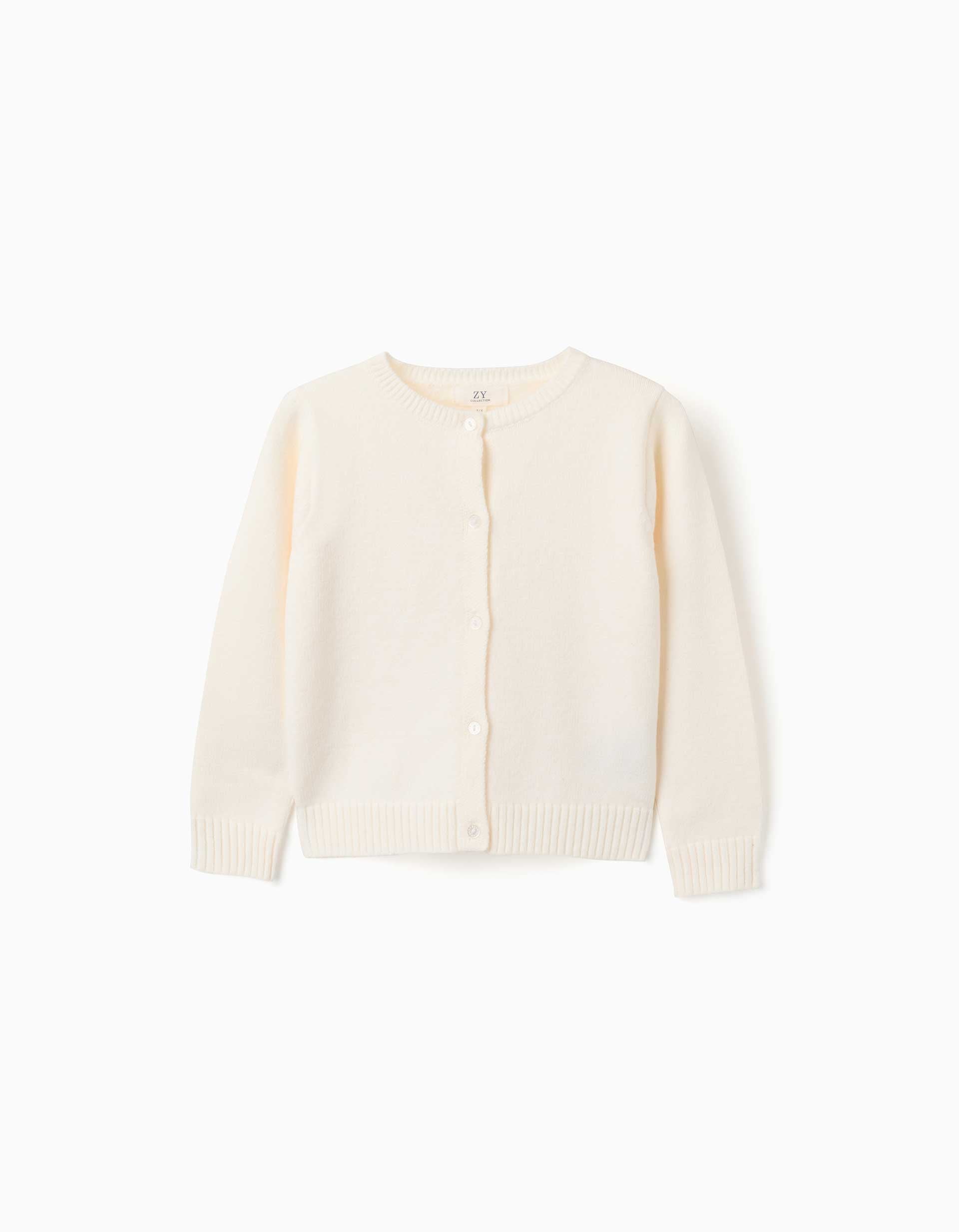 Knitted cardigan for girls, white