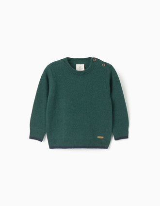 Wool blend jumper B&S for baby boys, dark green/navy blue