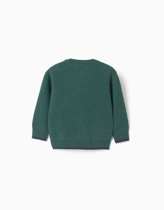 Wool blend jumper B&S for baby boys, dark green/navy blue
