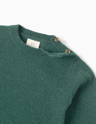 Wool blend jumper B&S for baby boys, dark green/navy blue