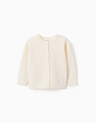 Cárdigan de punto para bebé niña, blanco