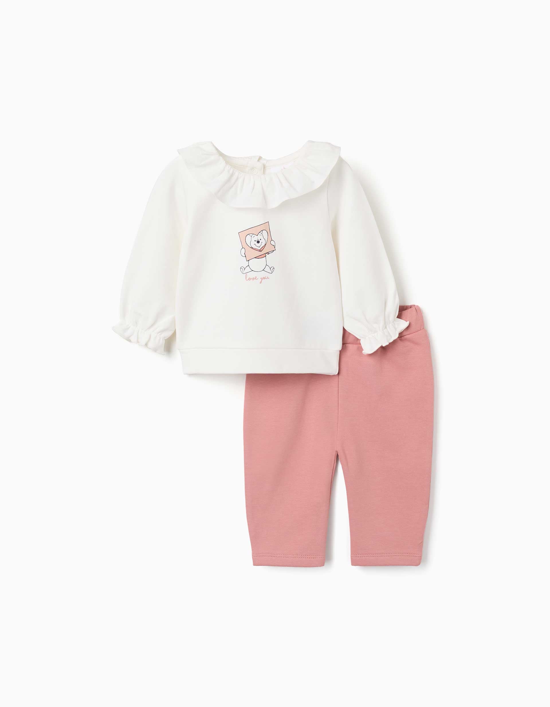 Conjunto cardado Winnie the Pooh para recém-nascida, branco/rosa