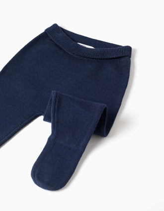 Camisola de malha e calças com jacquard para recém-nascidos, azul-marinho
