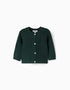Knitted cardigan with cable details B&S for newborn boys, dark green