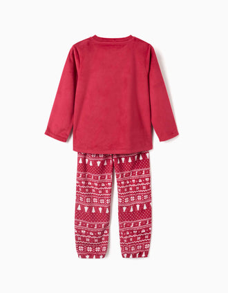 Long sleeve velvet pyjamas with Stitch print for girls, red