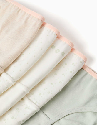 Pack de 5 cuecas de algodão com flores/bolinhas para menina, multicolor