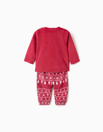Pyjama en velours avec imprimé Mickey et Minnie pour bébé fille, rouge
