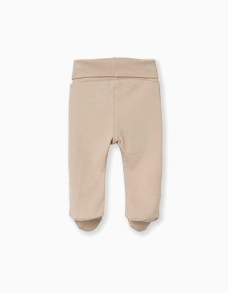 Pack de 4 calças com pés cardadas para recém-nascidos, branco/bege/cinza