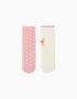 2 calcetines antideslizantes unicornio/estrellas para niña, blanco/rosa