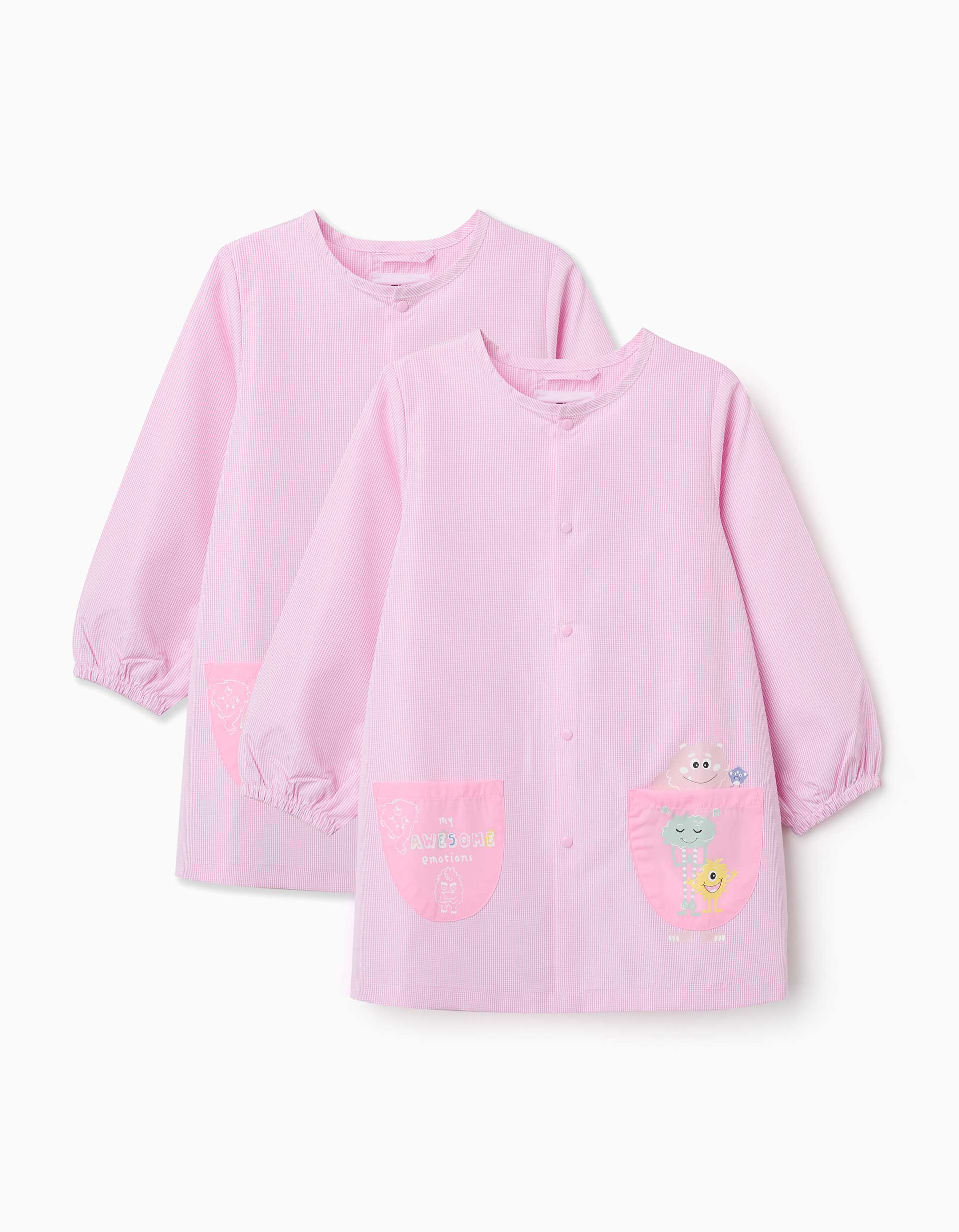 Pack de 2 batas escolares com os Monstros das Emoções para menina, rosa