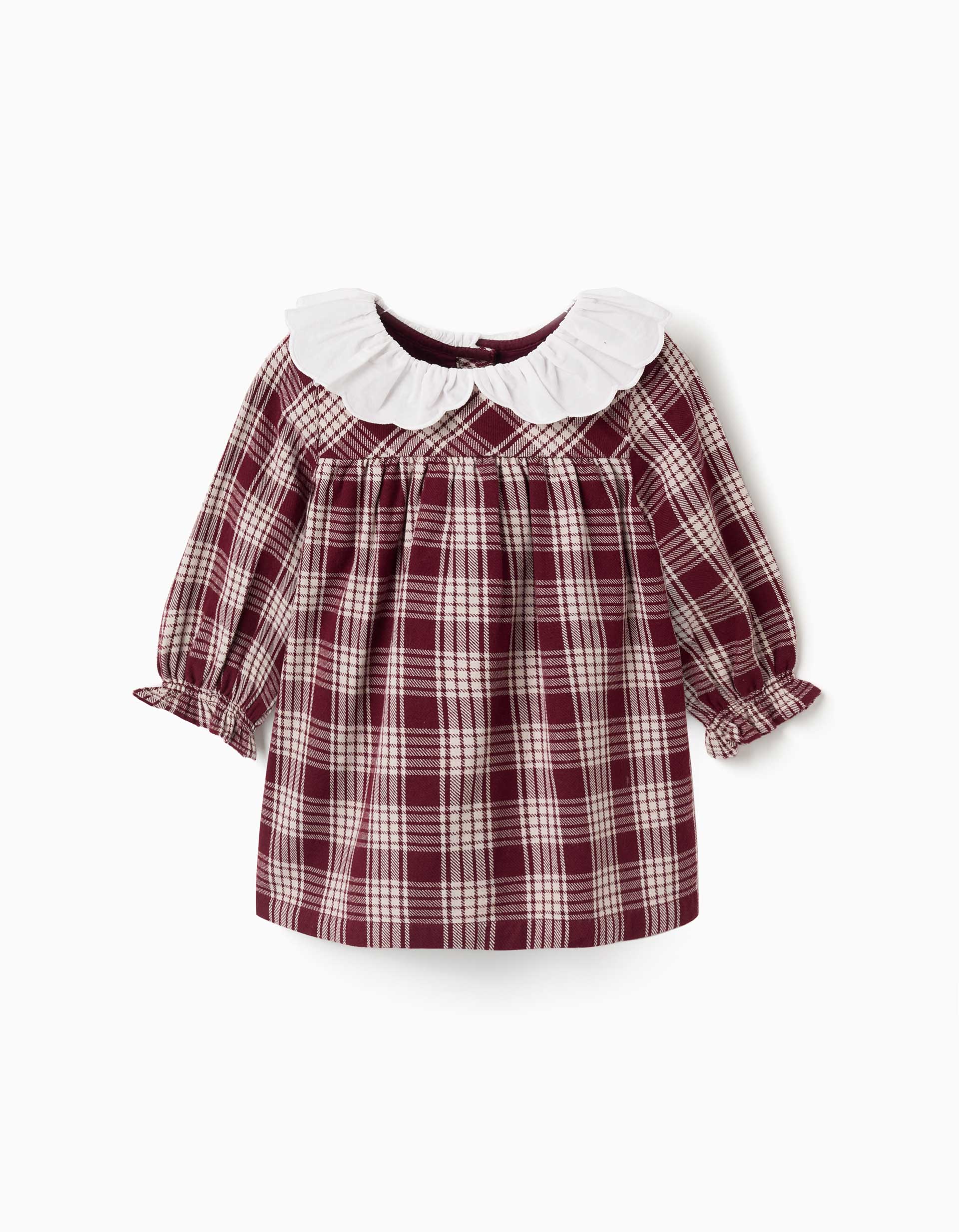 Robe à manches longues à carreaux You&Me pour nouveau-née, rouge/beige