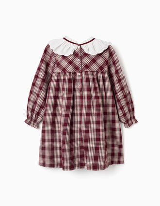 Robe à manches longues à carreaux You&Me pour fille, rouge/beige