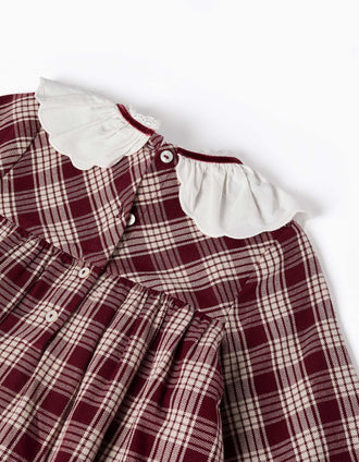 Robe à manches longues à carreaux You&Me pour fille, rouge/beige