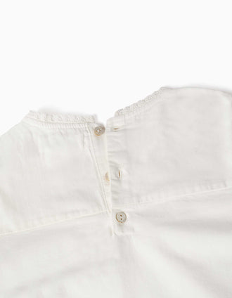 Blouse en coton à manches longues et plis You&Me pour fille, blanc