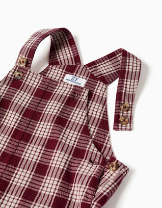Chemise + salopette à carreaux You&Me pour bébé garçon, rouge/beige