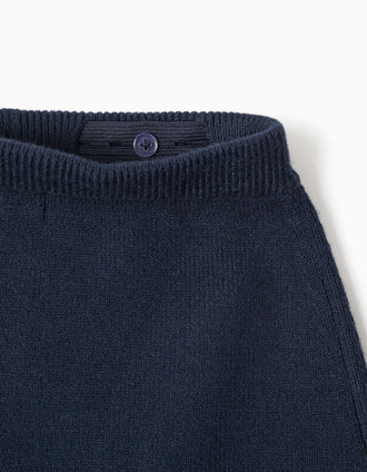 Knitted skirt with decorative bow for baby girls, navy blue
