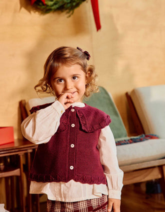 Gilet sans manches en laine mélangée You&Me pour fille, rouge foncé