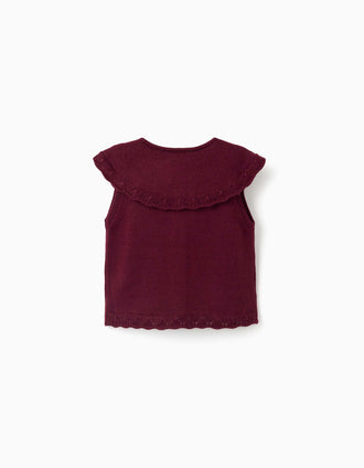 Gilet sans manches en laine mélangée You&Me pour fille, rouge foncé