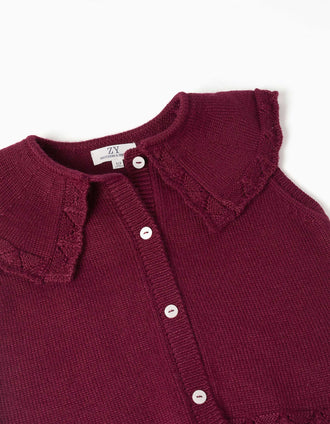 Gilet sans manches en laine mélangée You&Me pour fille, rouge foncé