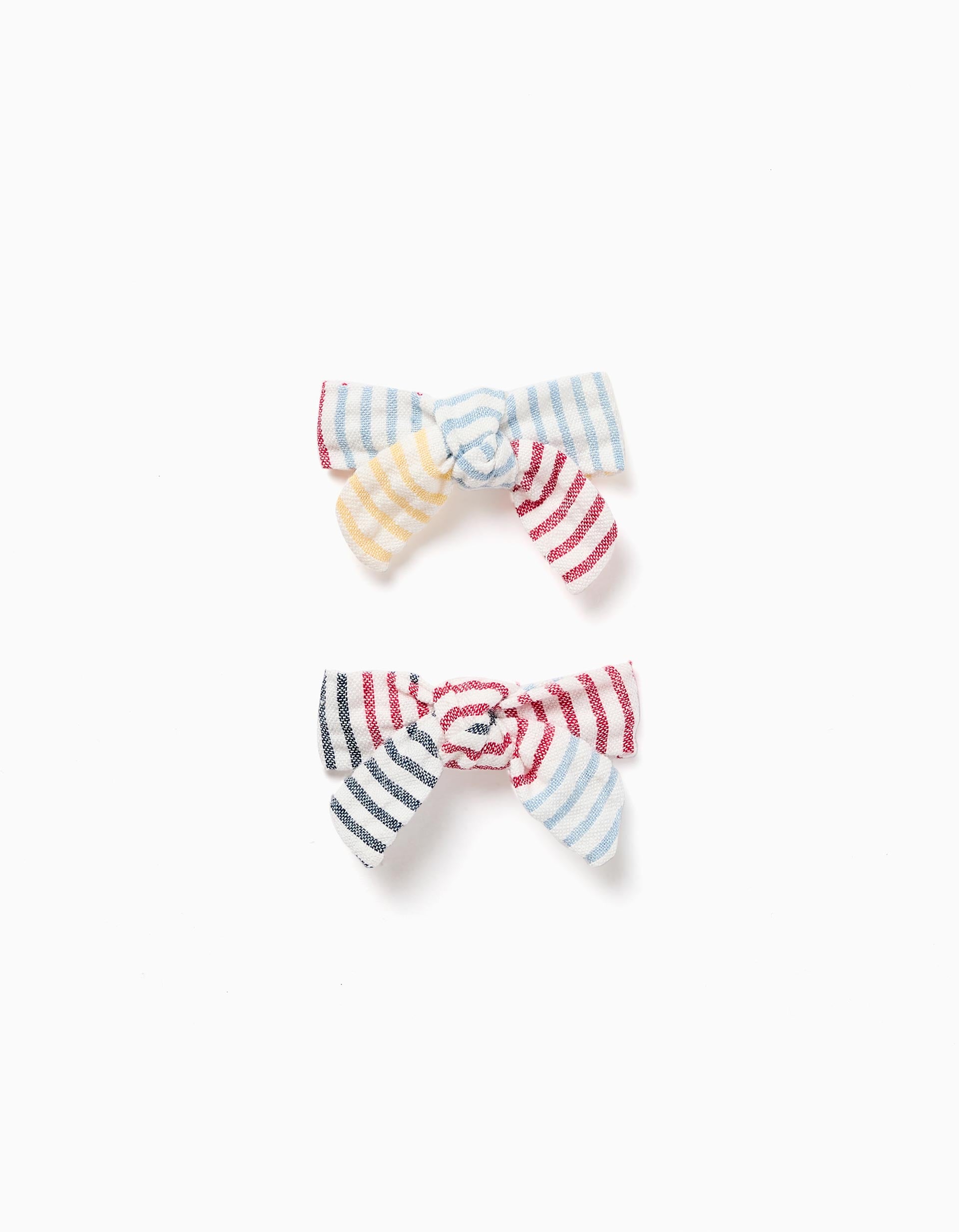 2 ganchos de cabelo às riscas You&Me para menina, vermelho/azul/amarelo