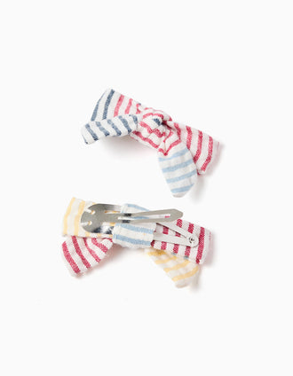 2 ganchos de cabelo às riscas You&Me para menina, vermelho/azul/amarelo