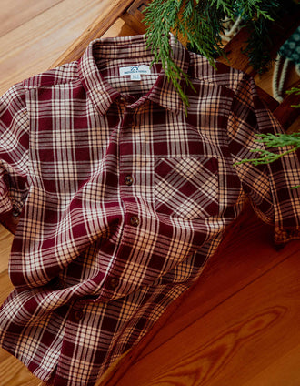 Camisa de manga comprida xadrez You&Me para menino, vermelho/bege
