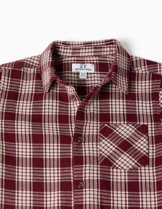Camisa de manga comprida xadrez You&Me para menino, vermelho/bege