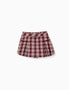Jupe-short en coton à carreaux et plis You&Me pour fille, rouge/beige